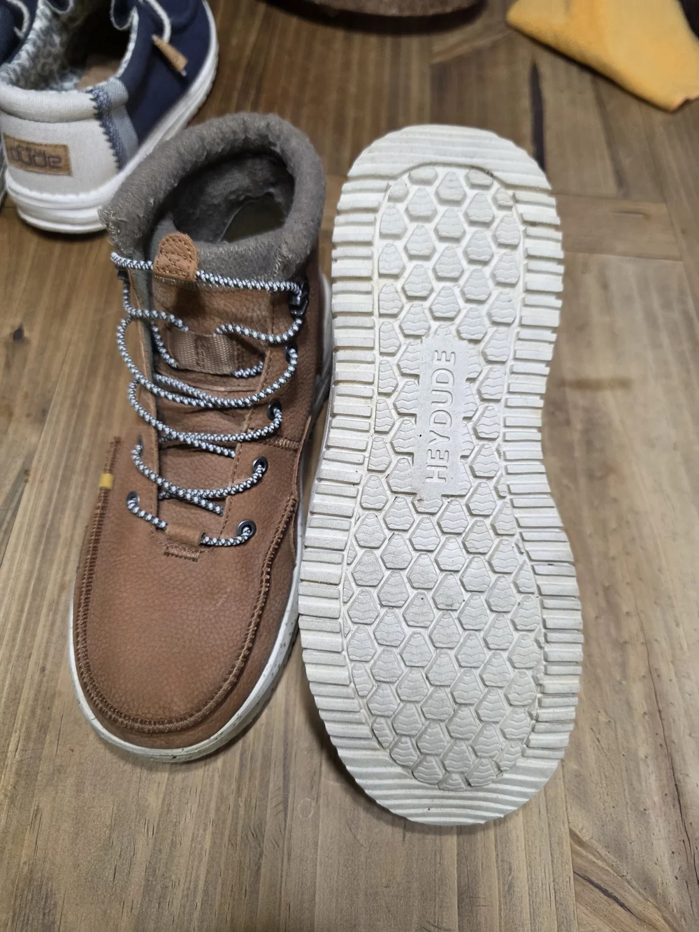 Men's Hey Dudes Brown Leather Lace-Up Casual Boot